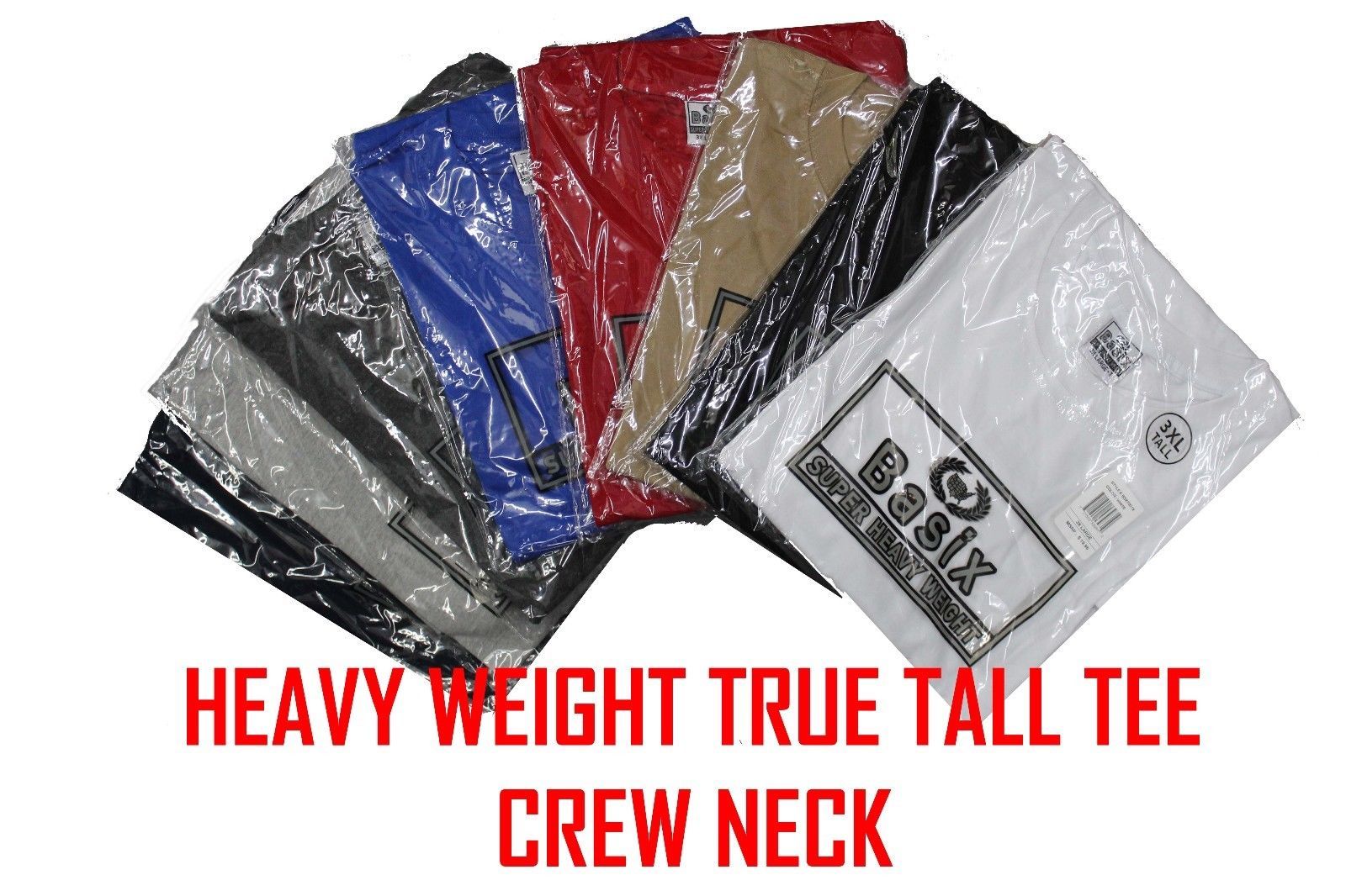 Big and Tall TEE Men Heavy Weight Plain S/S T-shirts Crew Neck Solid 2 pack
