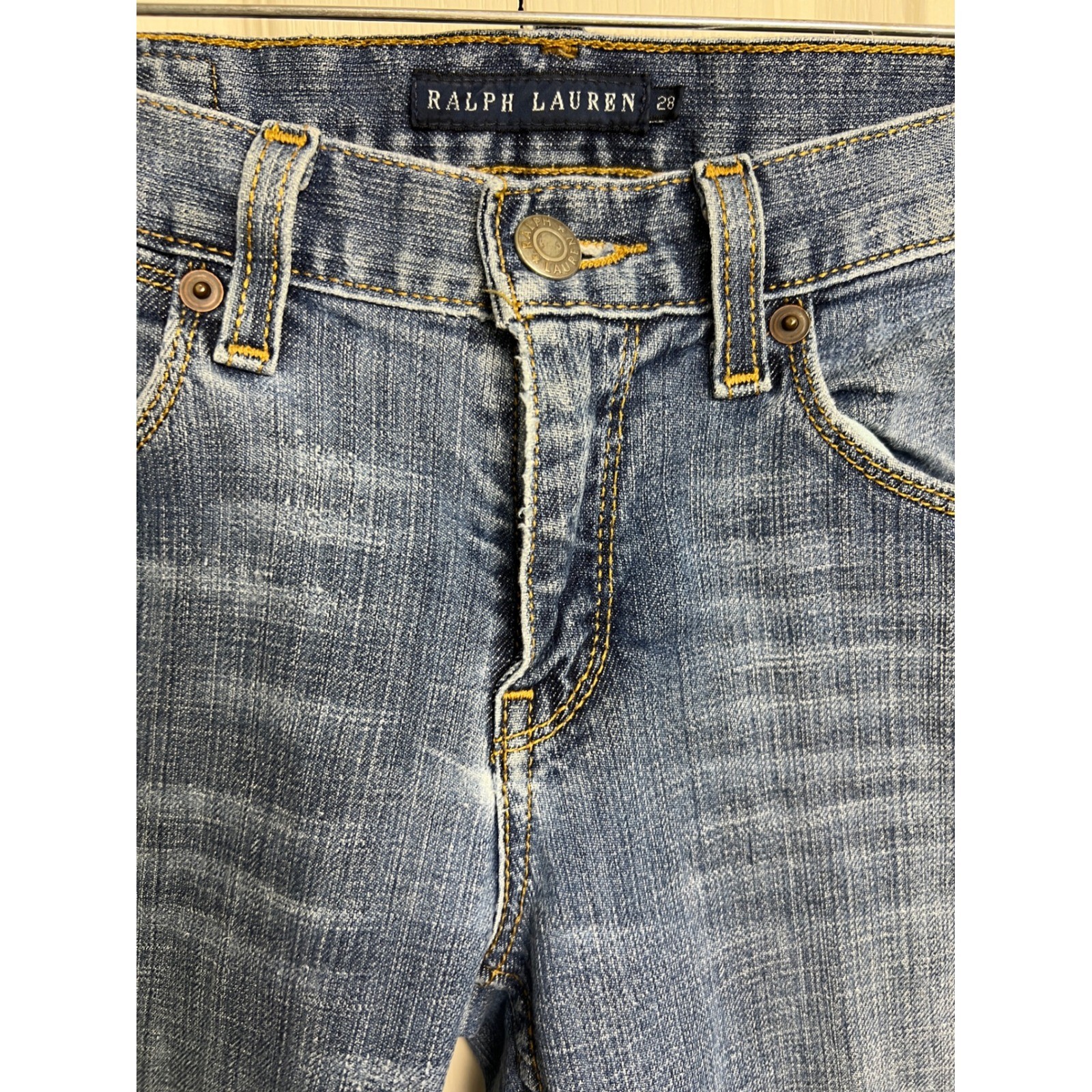 Ralph Lauren Women’s Bootcut Jeans Size 28 Blue Stretch Denim Embroidered A48