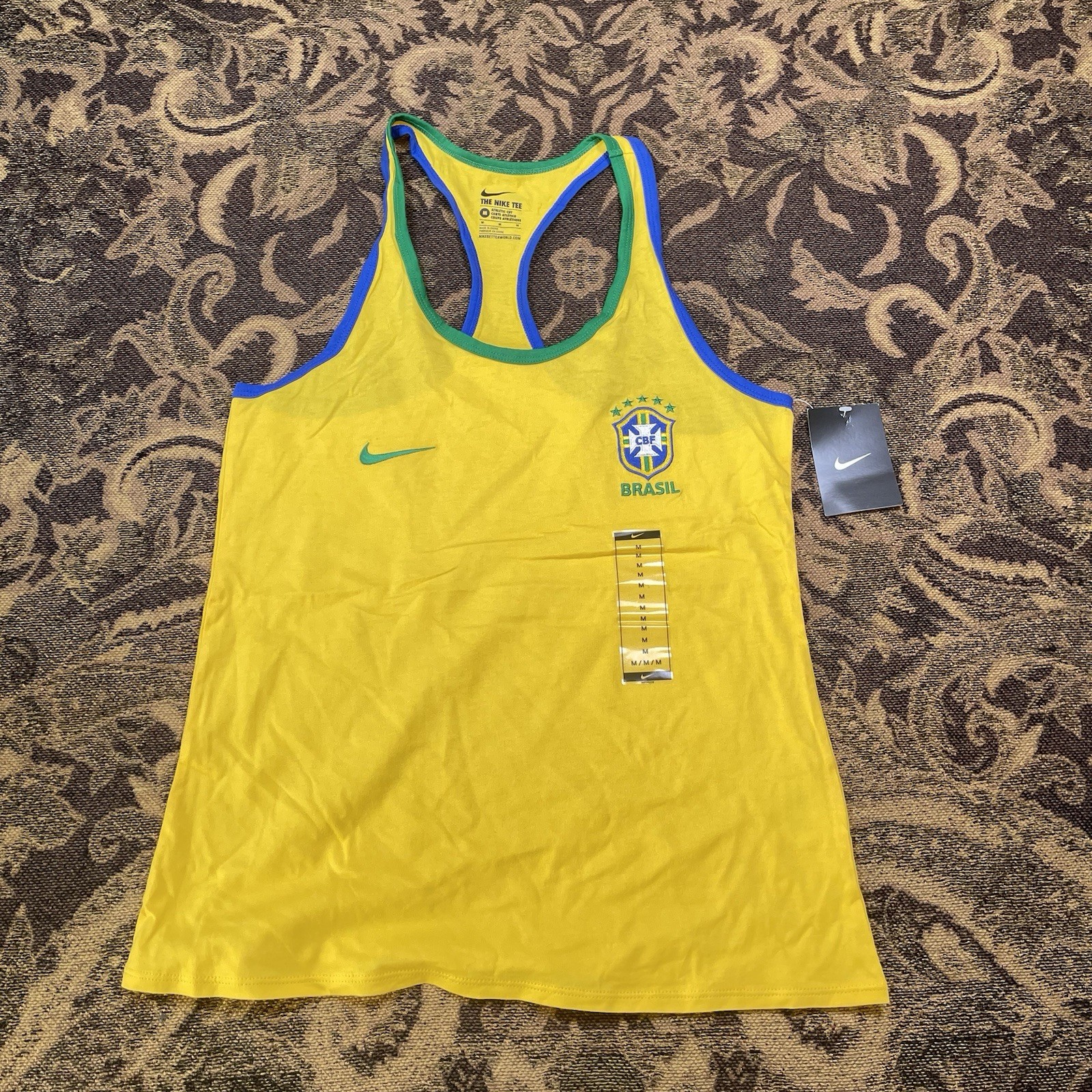 Women’s Nike Yellow Brazil Brasil Soccer Crest Tank Top Size Medium New