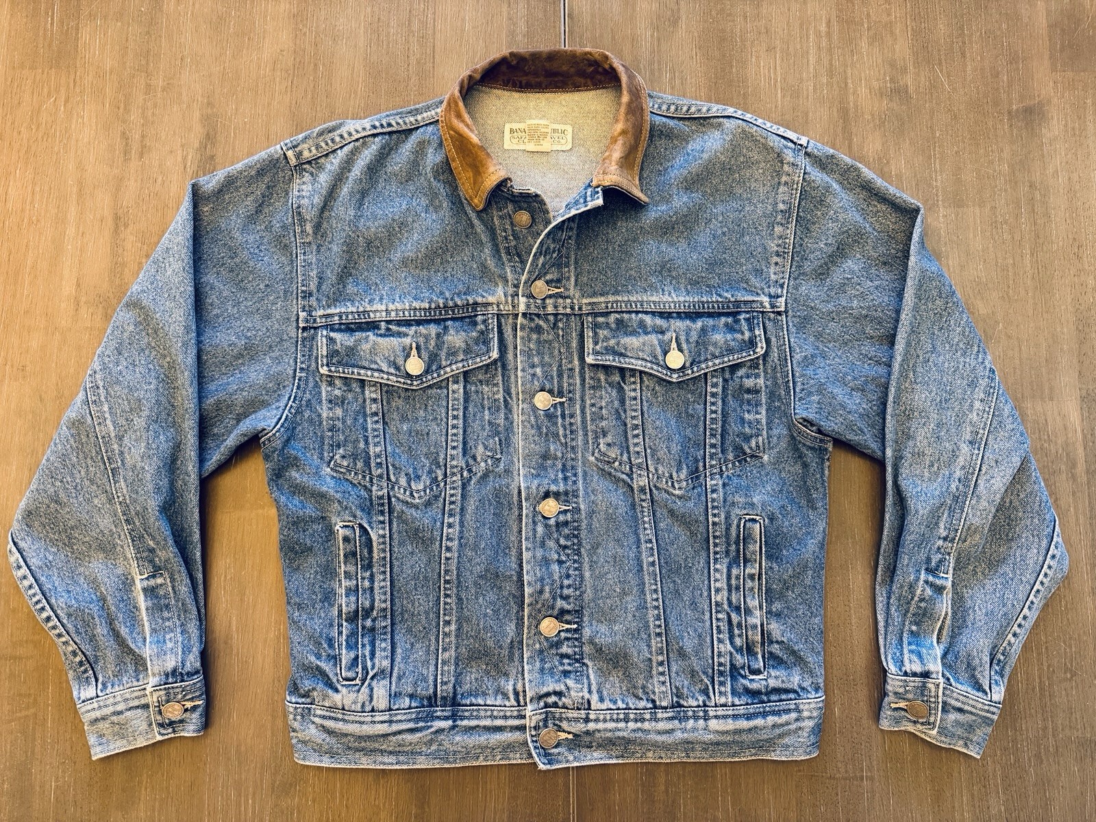 VTG Banana Republic Denim Jacket Mens Small Trucker Safari & Travel Clothing Co
