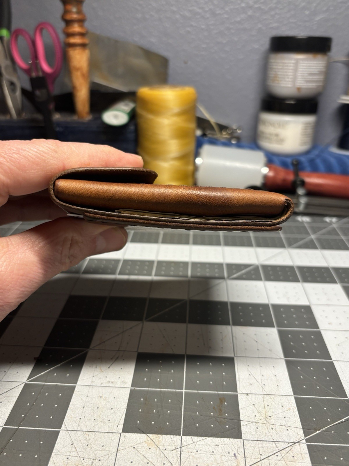 Handmade Leather Vertical Pocket Bifold Wallet – Slim & Durable