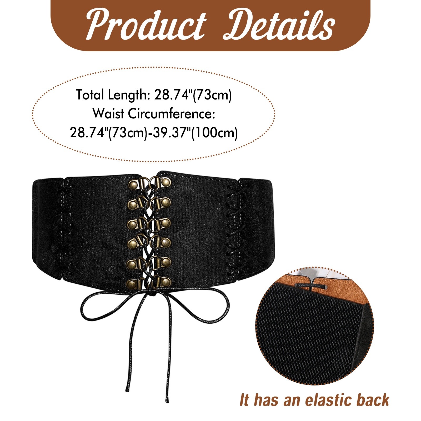 Women’s Vintage Wide Elastic Corset Belt Adjustable Waist Cincher for Dresses