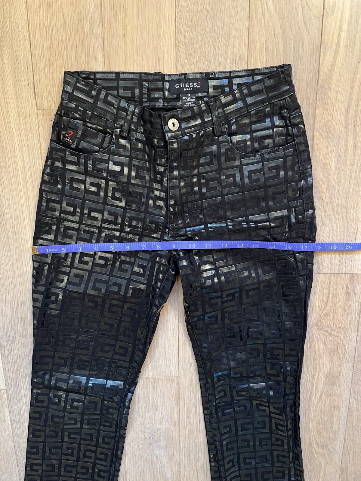 Guess Jeans Glamour 24 Vintage Shiny Black Pattern – Rare