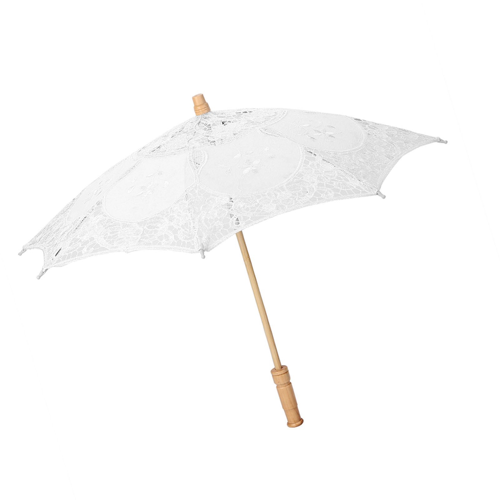 Handmade Lace Flower Embroidery Parasol Wedding Bride Photography Umbrella White