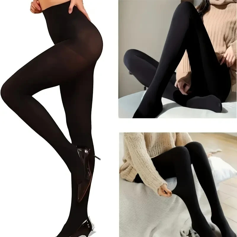 Black Opaque High Waisted Tights, 120 Denier Solid Pantyhose