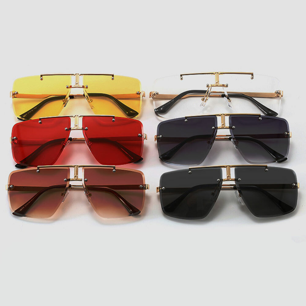 Square Pilot Rimless Sunglasses Mens Driving Outdoor UV400 Fashion Shades