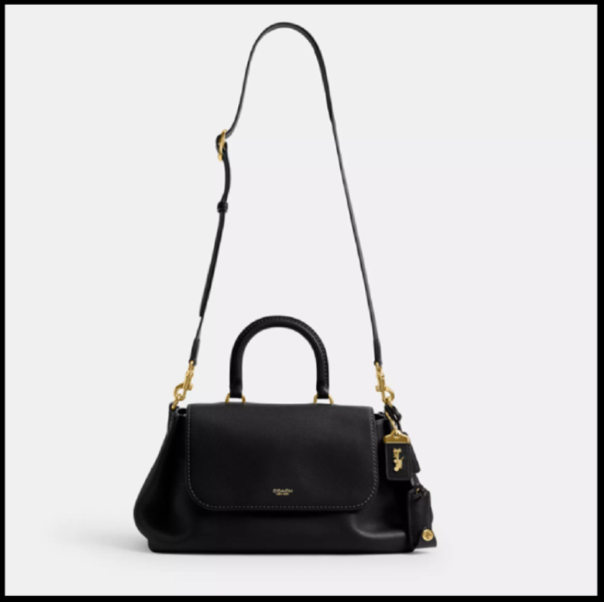 COACH CCC39 Slouchy Rogue Top Handle Bag 39 Natural Grain Leather Black Outlet