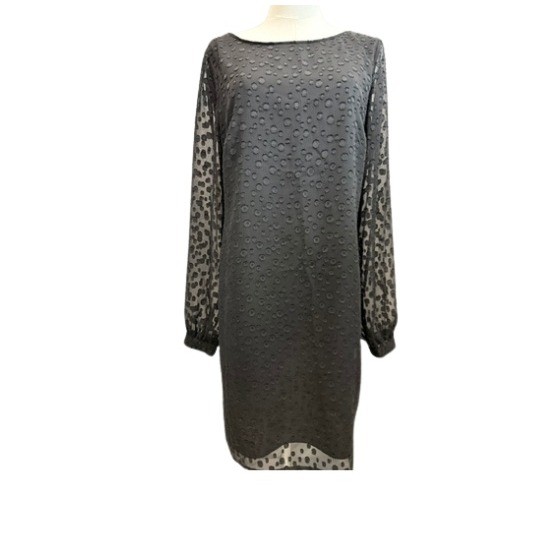 Ann Taylor Black Swiss Dot Sheer Sleeve Dress Size 6 Fully Lined