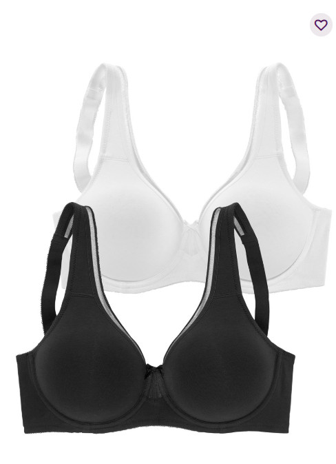 Lascana – 2 Pk Minimizer Underwire T-Shirt Bras New, Free Ship