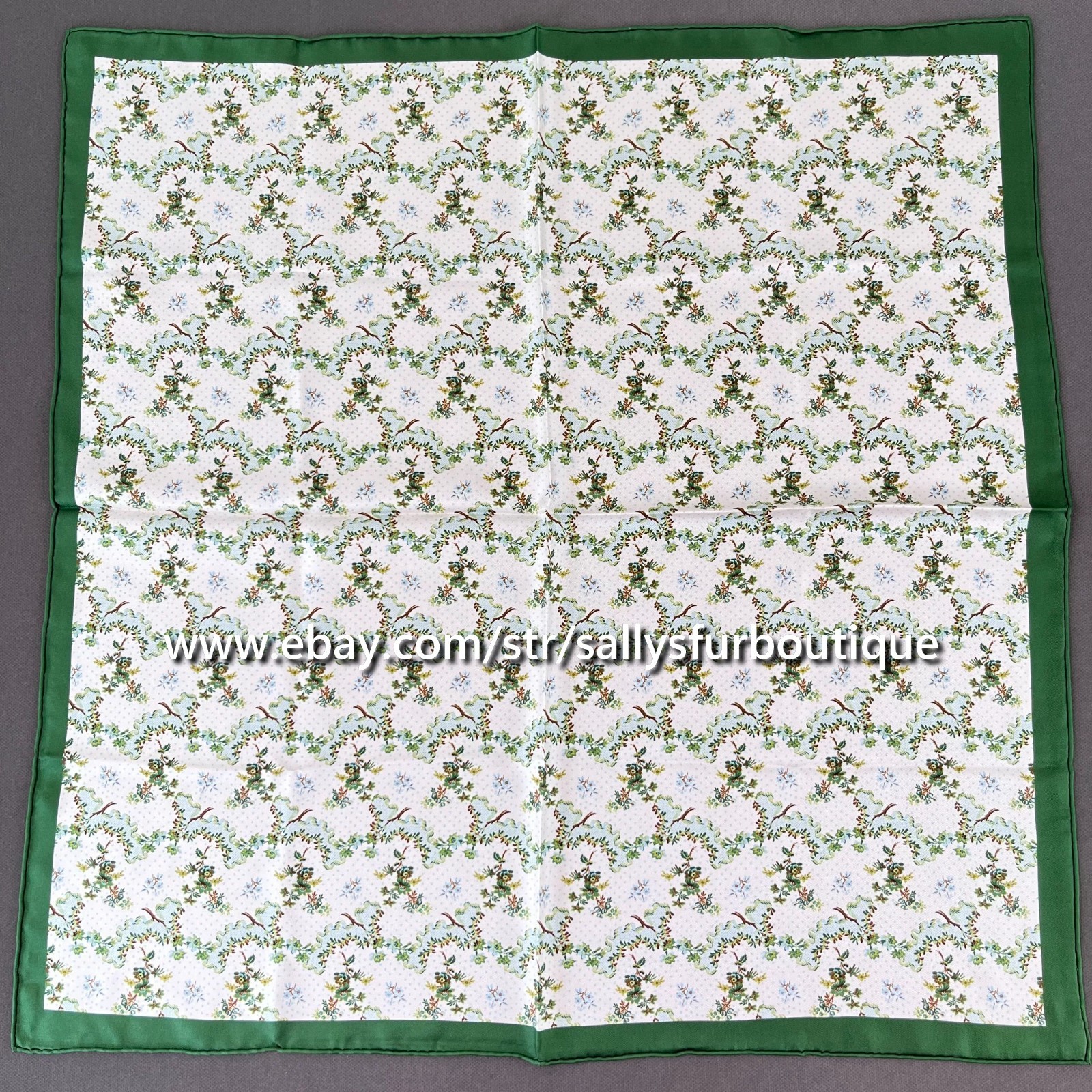Sallys Boutique 16 Momme Twill Silk Florals Print Double Face Necktie Scarf 26″