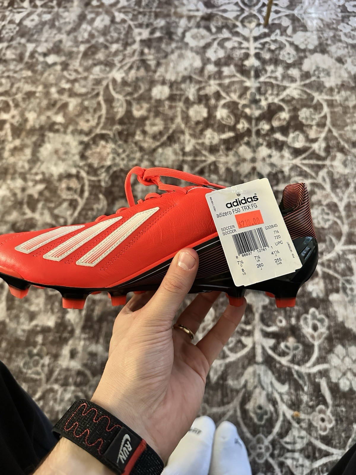 adidas adizero F50 TRX FG Leather Lace-Up Soccer Cleats Red/Black/White Mens 8