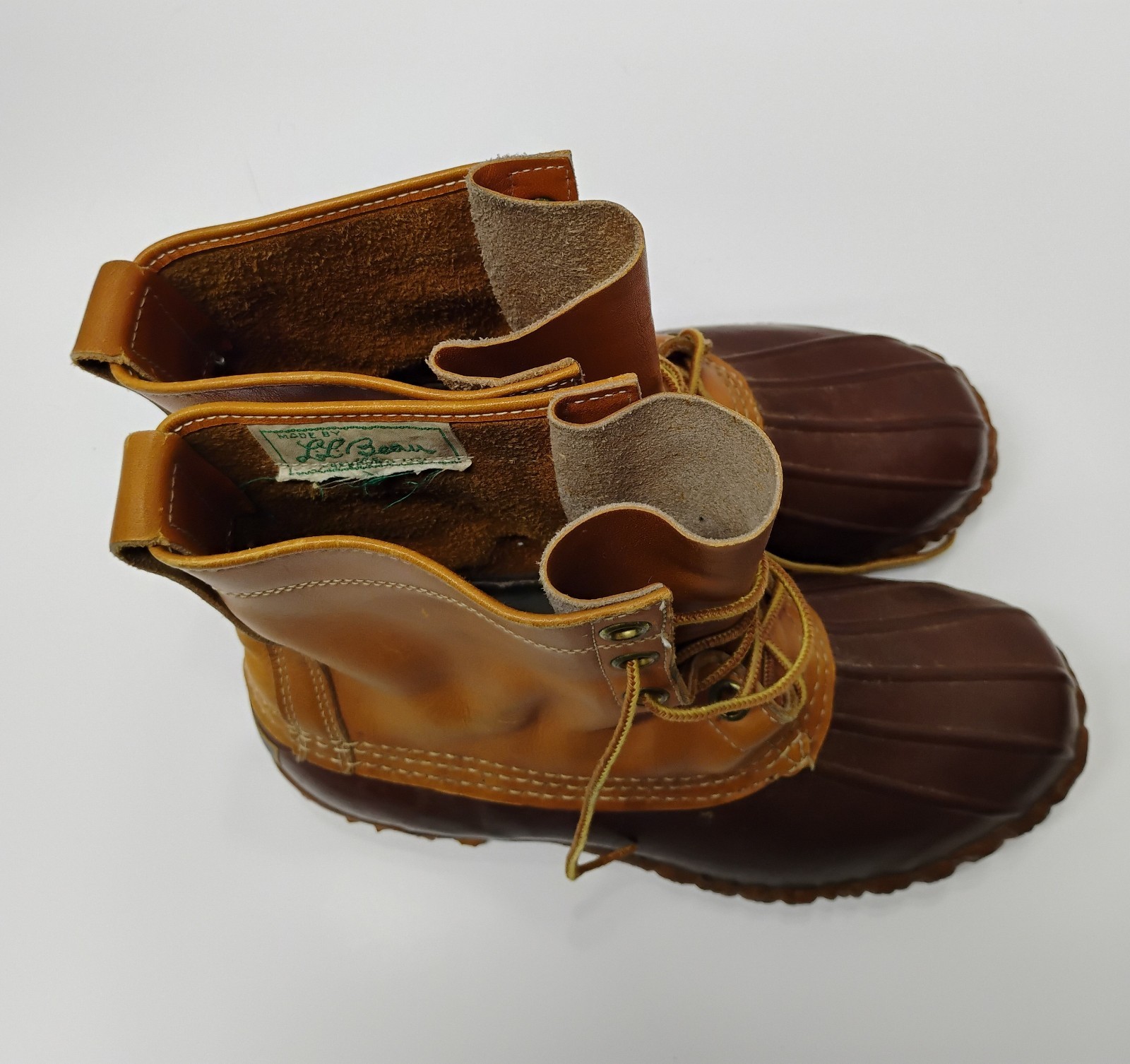 LL Bean Maine Hunting Duck Boots Vintage Original W8 M6 EUC Lace Up Leather