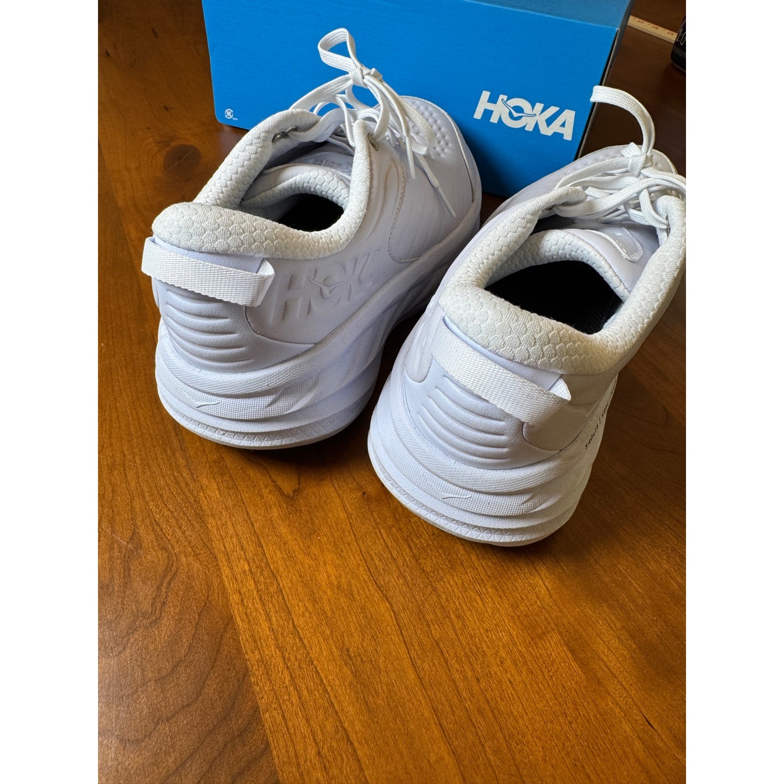 Hoka One One Bondi SR Mens White Leather Slip Resistant Walking Shoes Sneaker