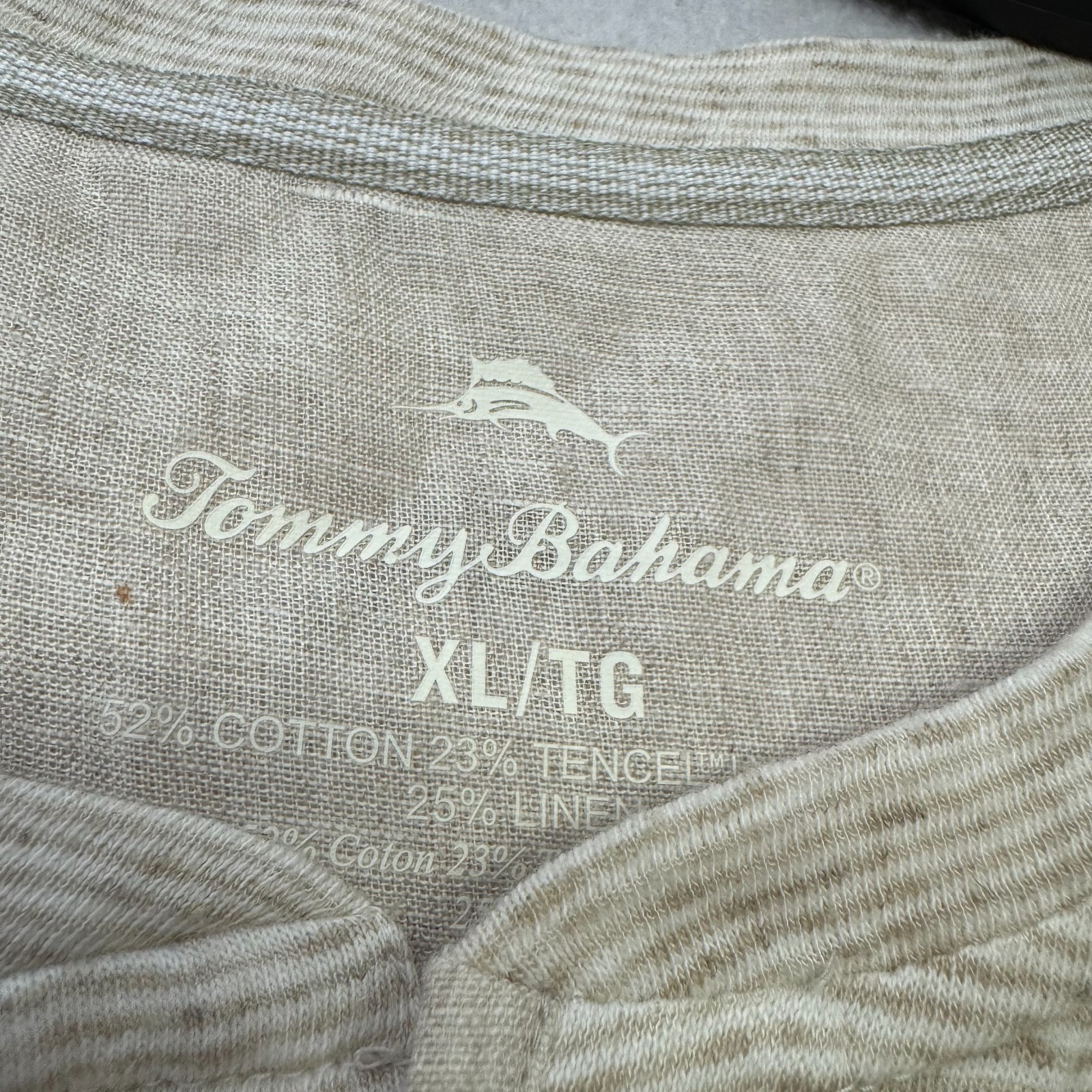 Tommy Bahama Mens Palmetto Dunes Henley Shirt XL Natural Linen Cotton Blend NWT