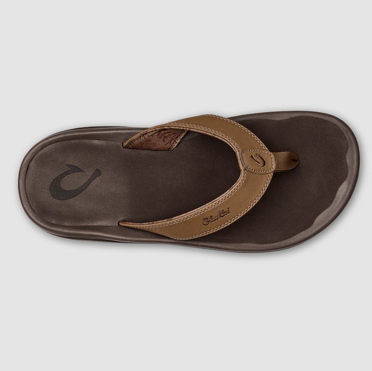 NEW OluKai Ohana Men’s Beach Sandals Tan Dark Java Water Resistant Flip Flops