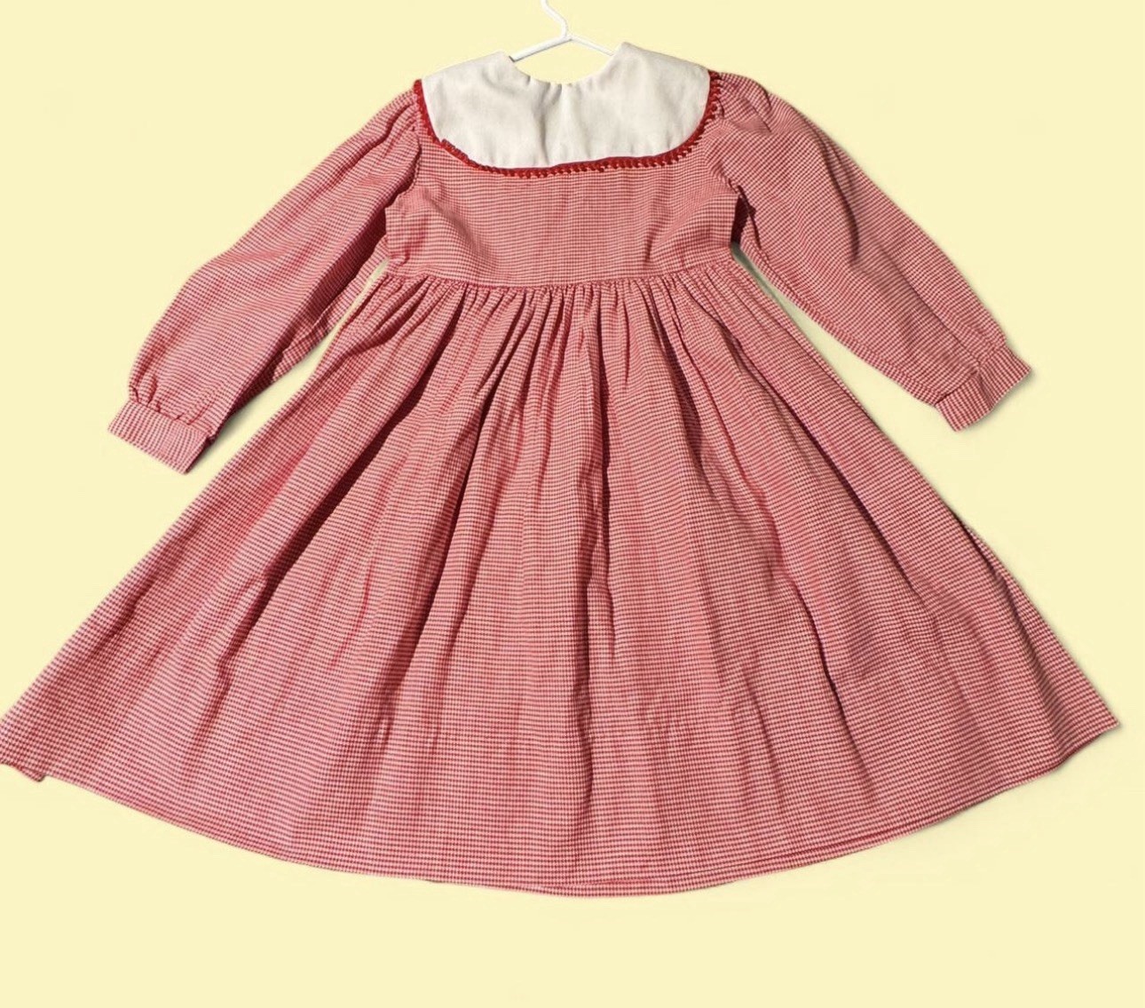 Kelly’s Kids Girls Size 5 Red/White Gingham Puff Sleeve Peter Pan Dress