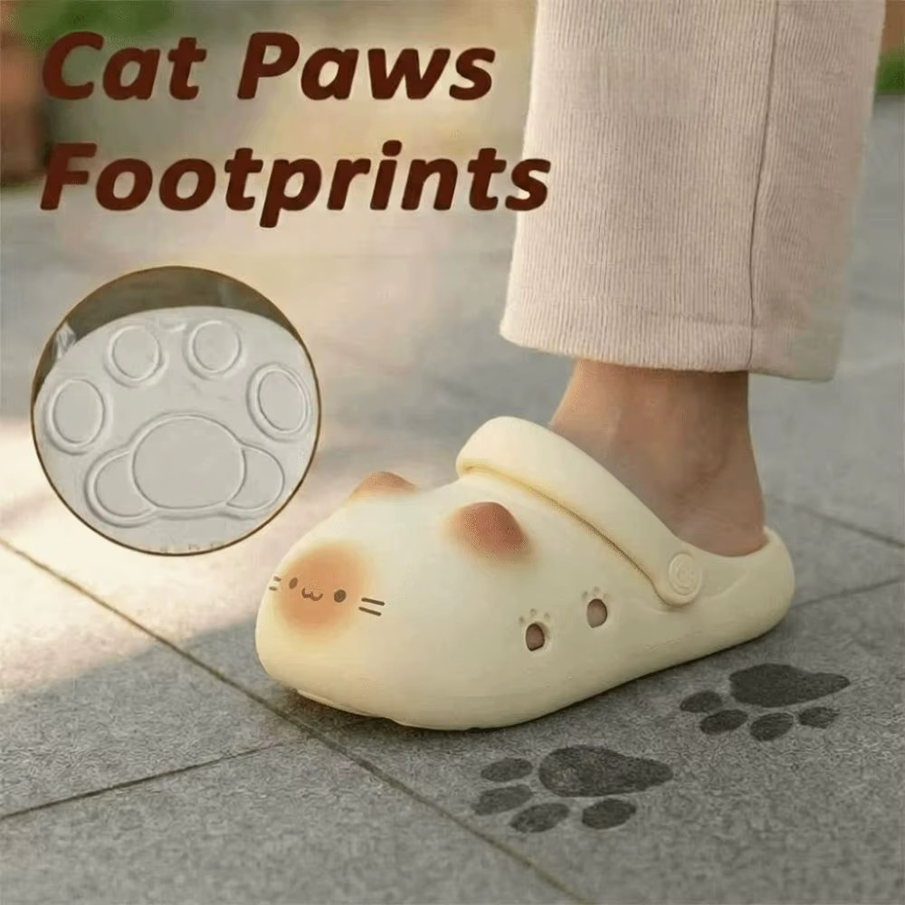 Adorable Waterproof Cat Slippers Anti Slip Bottom Cat Paw Soft Bottom Closed toe