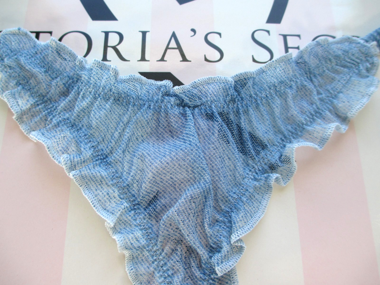 VICTORIA’S SECRET VERY SEXY High Leg Thong Panty S M L XL Blue NWT Ruffle VS