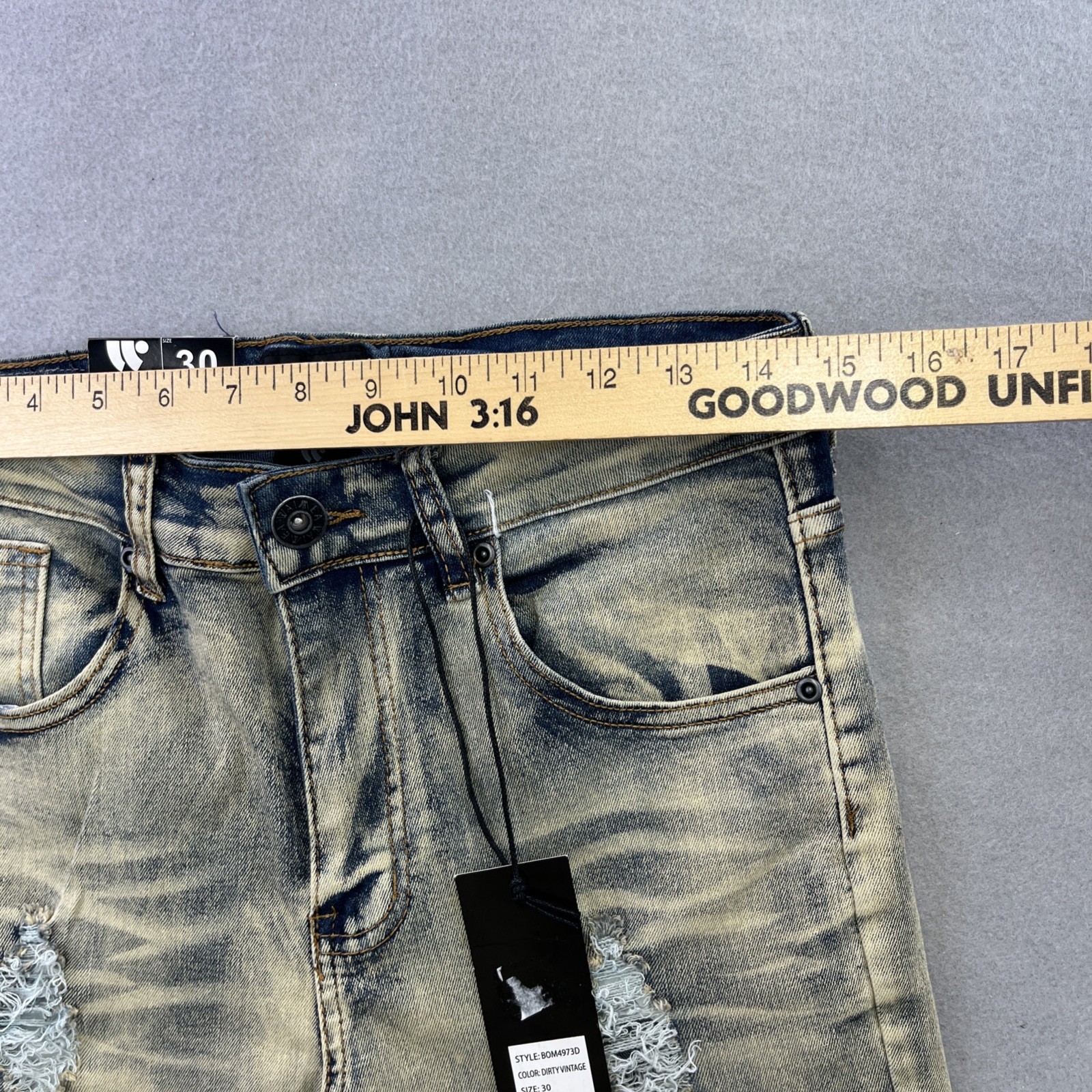 WAIMEA Denim Jeans Mens Size 30 Skinny Fit Distressed Moto NWT