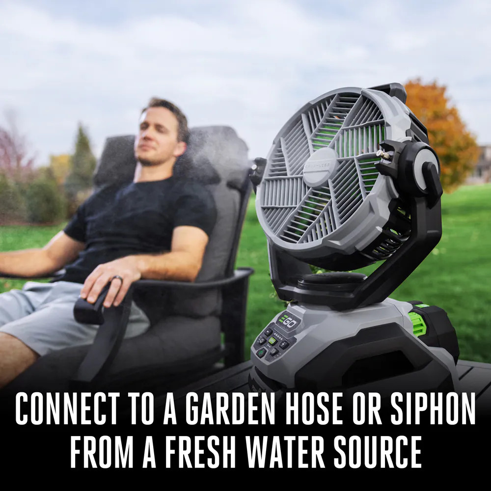 EGO 10-in High Velocity Indoor/Outdoor Oscillating Misting Jobsite Fan, Ba|16290