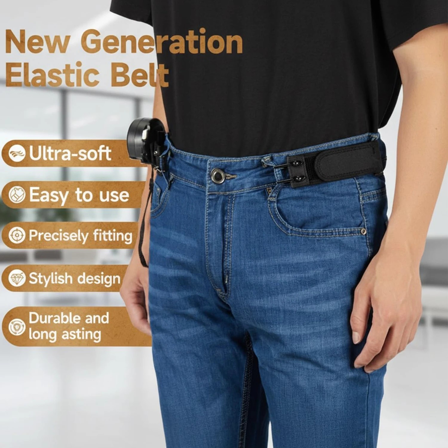 Invisible Elastic Belt No Buckle with Durable Metal Hook Closure Comfortable Adj