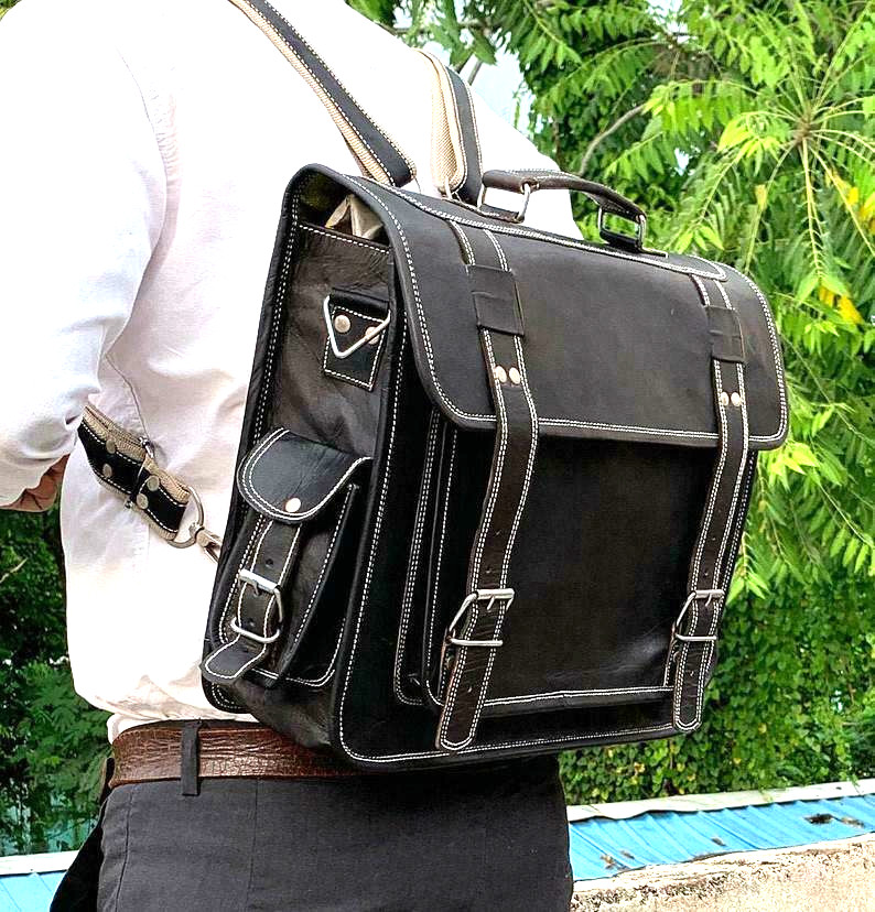 Leather Laptop Messenger Men Women Backpack Crossbody Handbag Satchel Briefcase