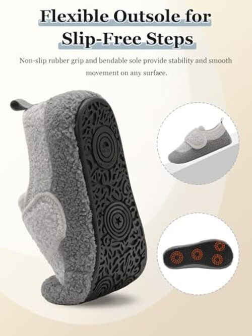 Slippers for Women Men Wide Fit 7-7.5 Wide Women/5-6 Wide Men Dark Light Grey