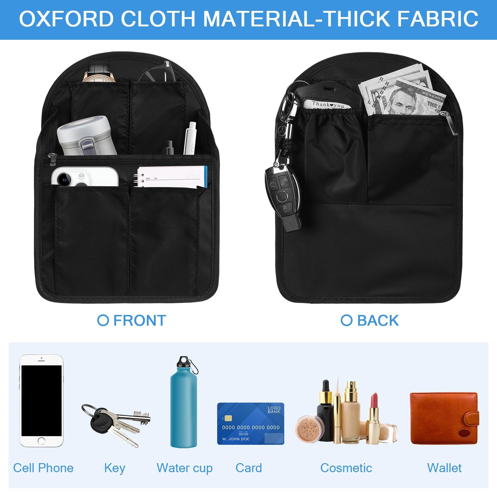 2 Pcs Backpack Organizer Insert 7.9 x 4.8 x 11 Inch Small Shoulder Bag Divide…