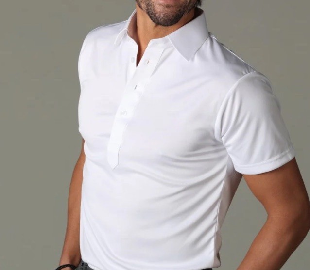 Collars and Co Mens New Dress Collar Performance Polo Shirt White Office Golf