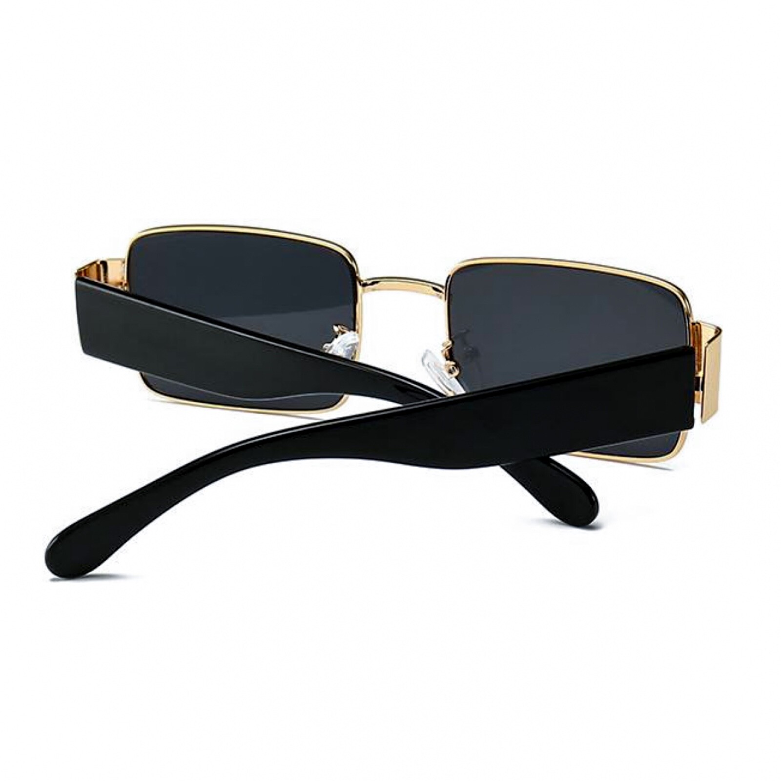Mens Rectangle Gold Frame Dark Black Tint Hip Hop Fashion Square Sunglasses