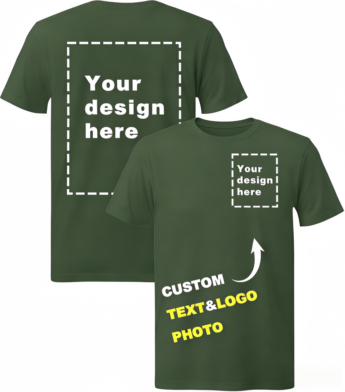 Custom T-Shirts: Print Your Photo/Logo Front & Back, Unisex Personalized Tee