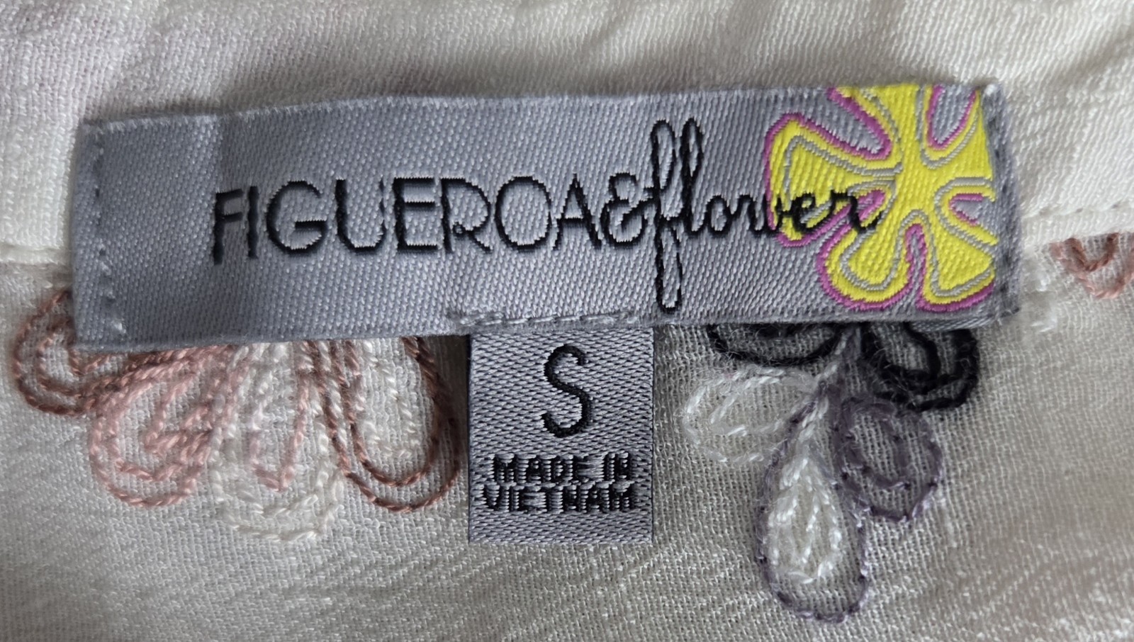 Figueroa & Flower Embroidered Sheer Top Size S
