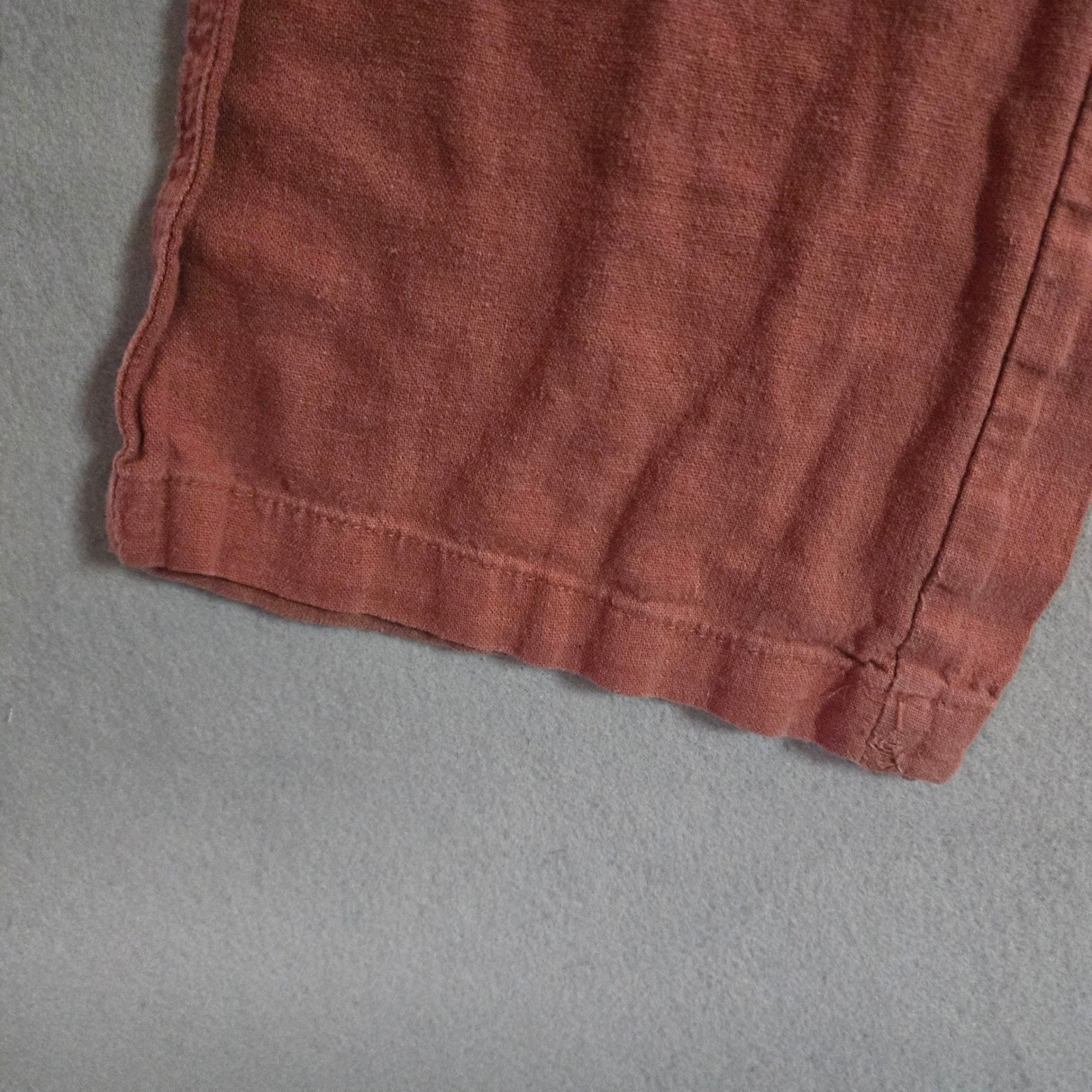 Linen Blend Pull On Jogger Pants Rust Terracotta Elastic Waist Drawstring Small