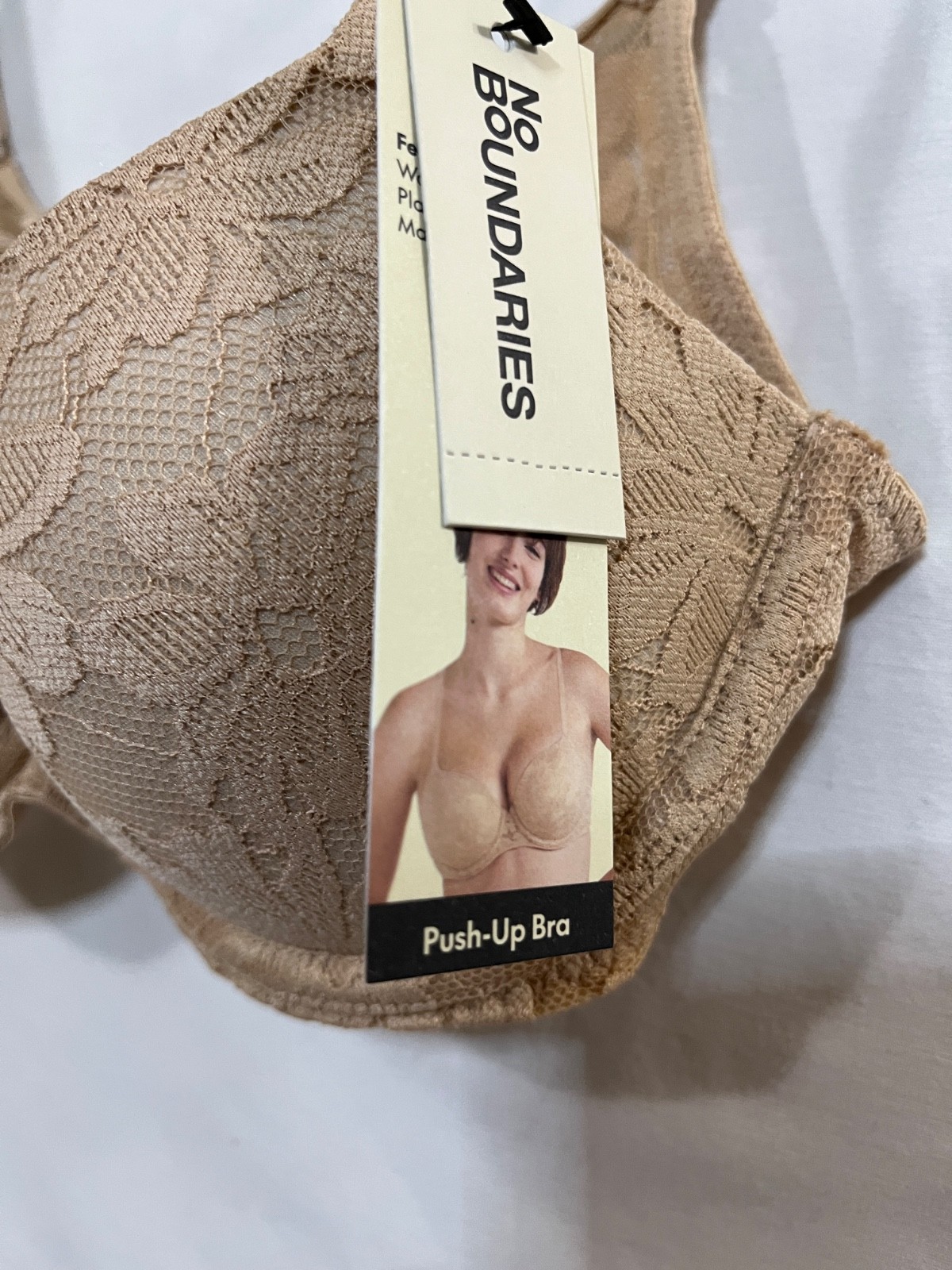 No Boundaries Padded Push Up Underwired Bra Nude Adjustable Strap Lace Many size