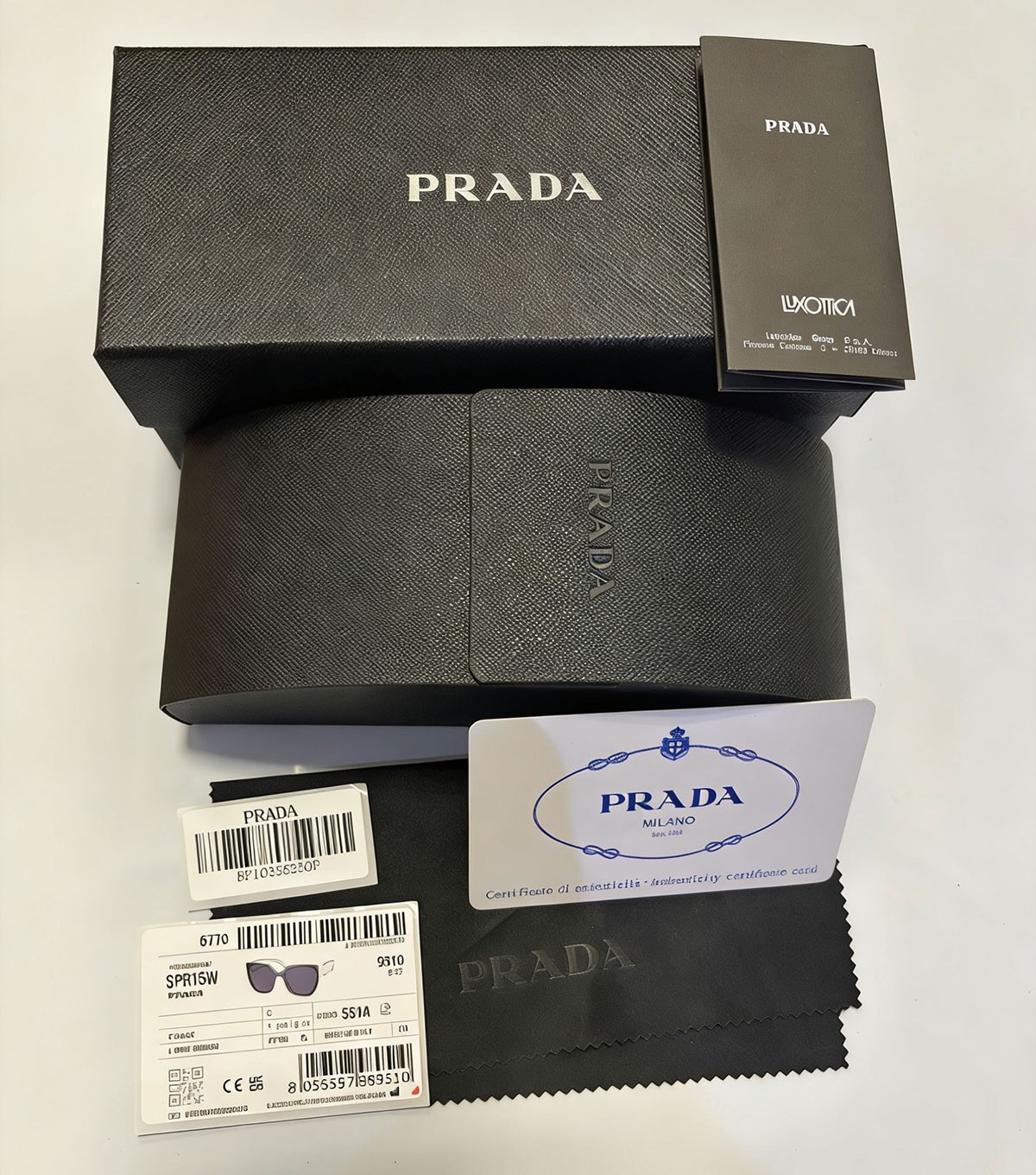 Prada PR 15WS Oversize Square Sunglasses Women Black White Frame UV400 Authentic