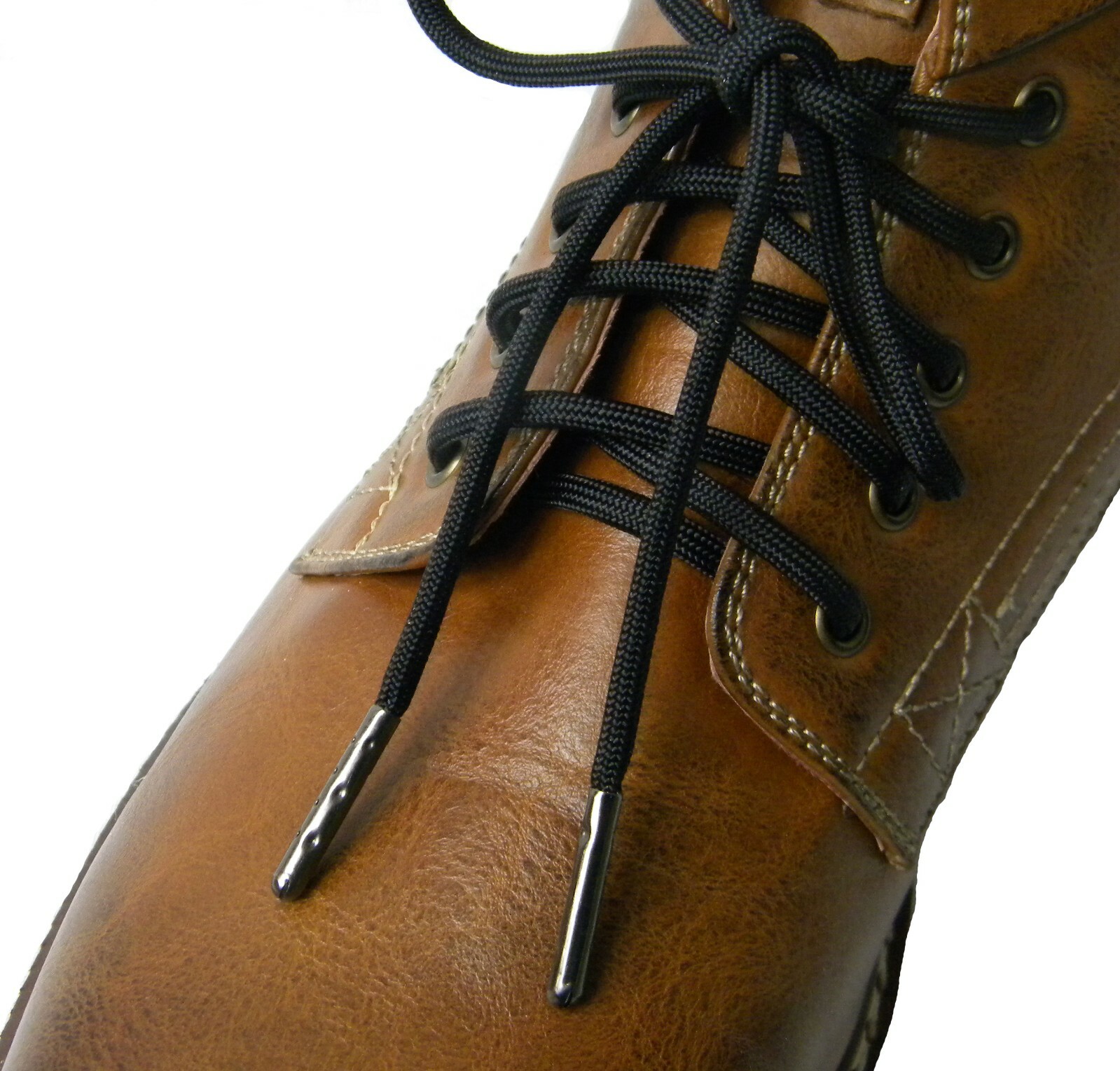 1 Pair Pack: 550 Paracord with Black Steel Tips; Strongest boot laces Available!