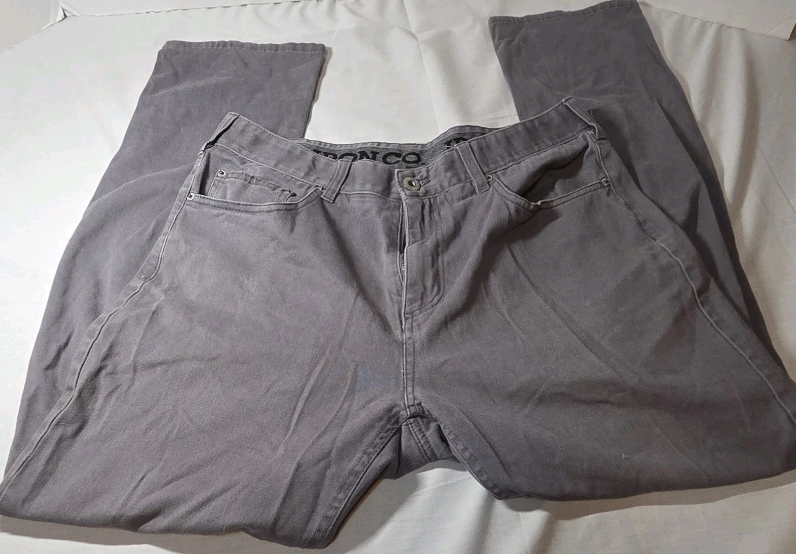 Iron Co. Men’s Gray Pants 32 Regular Fit Cotton/Spandex Twill Flat Front