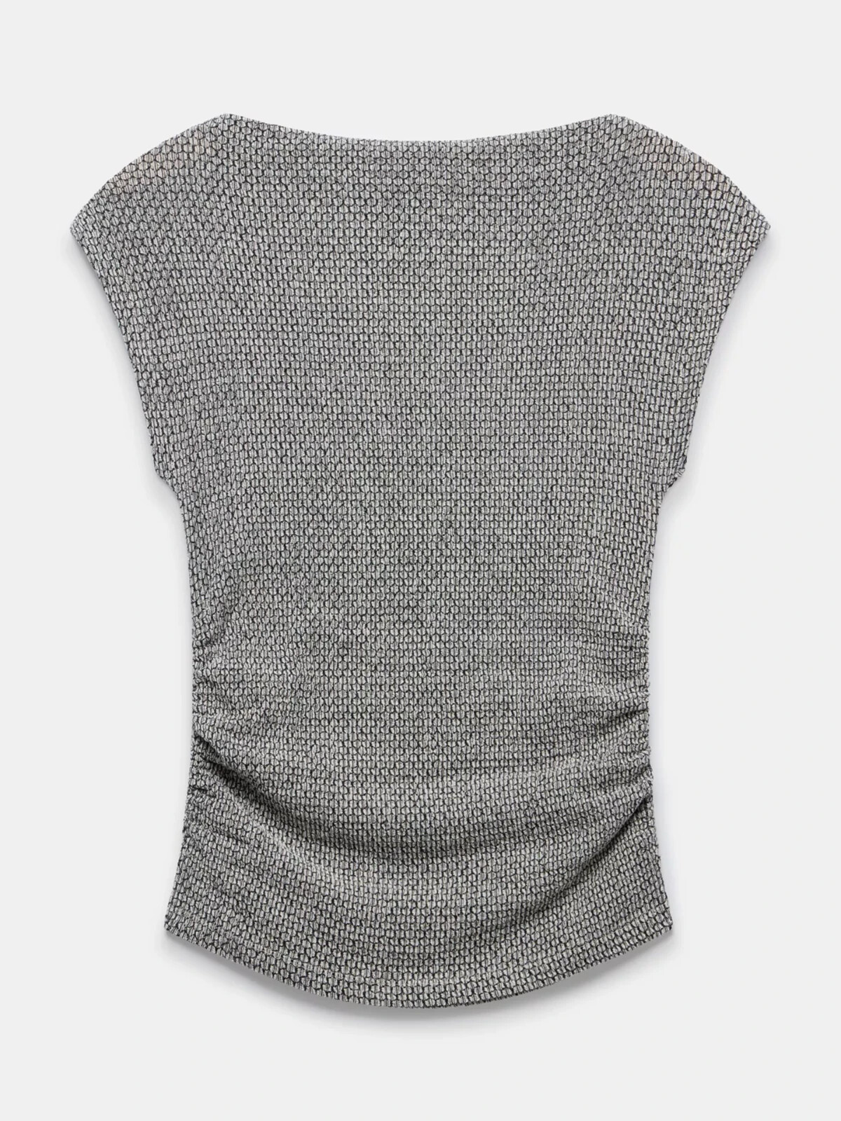Mint Velvet Textured Cotton Blend Top Size M Natural Grey