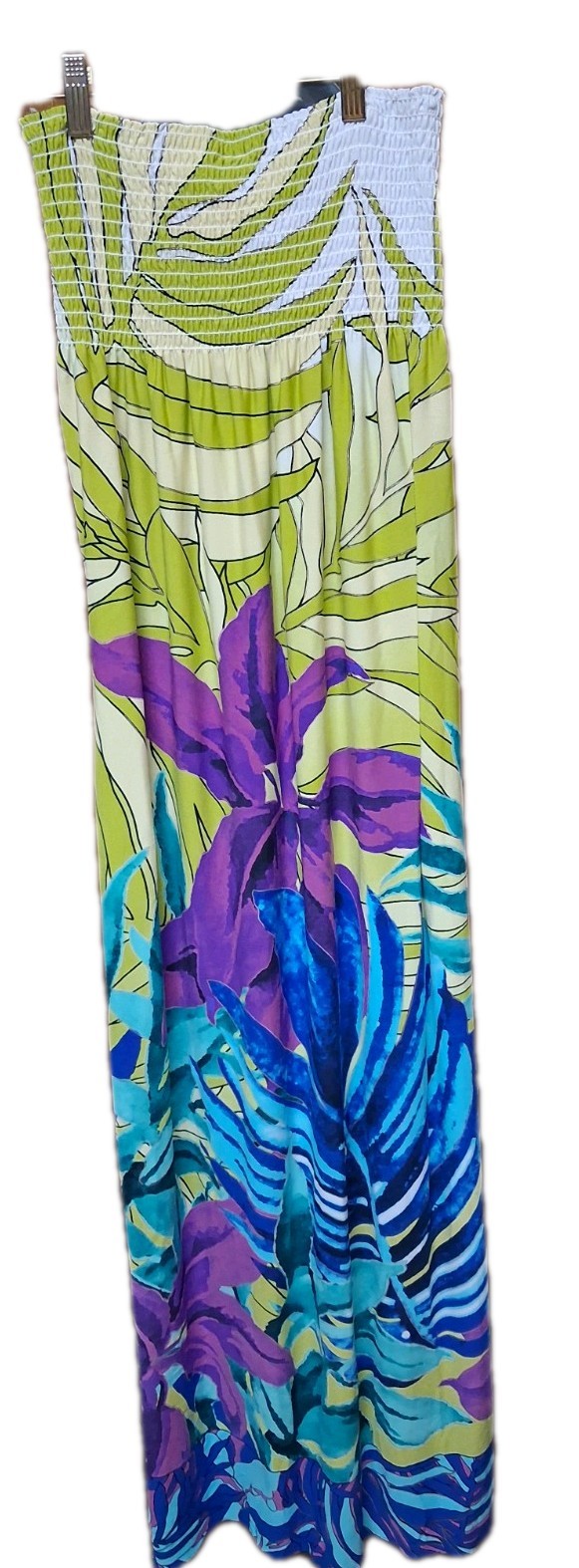 VINTAGE Y2K CACHE SILKY BEADED TROPICAL HALYER MAXI DRESS SIZE SMALL