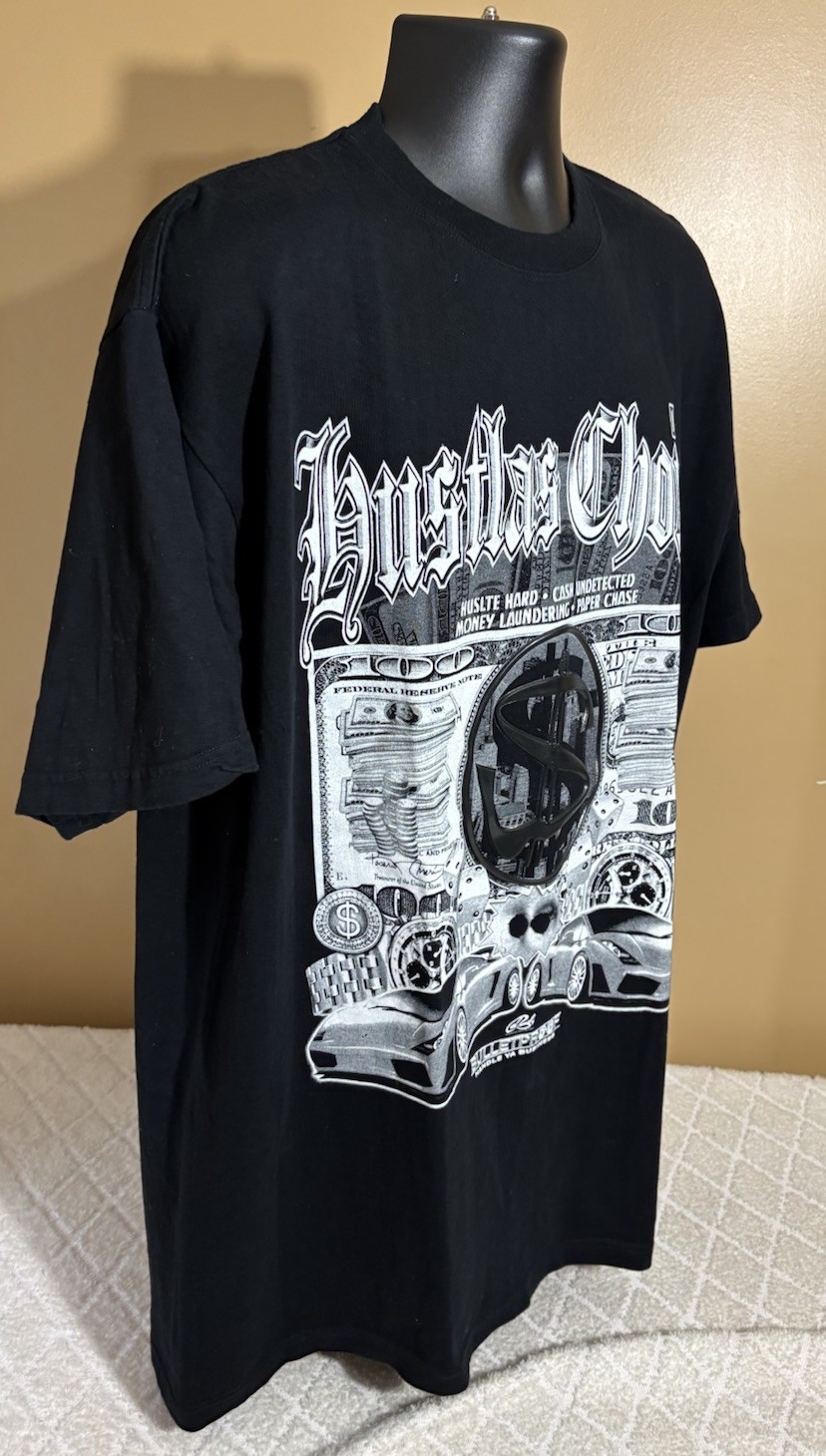 Hustlas Choice Bulletproof Handle Ya Business Money Cars Hustle Hard Tee Size 3X