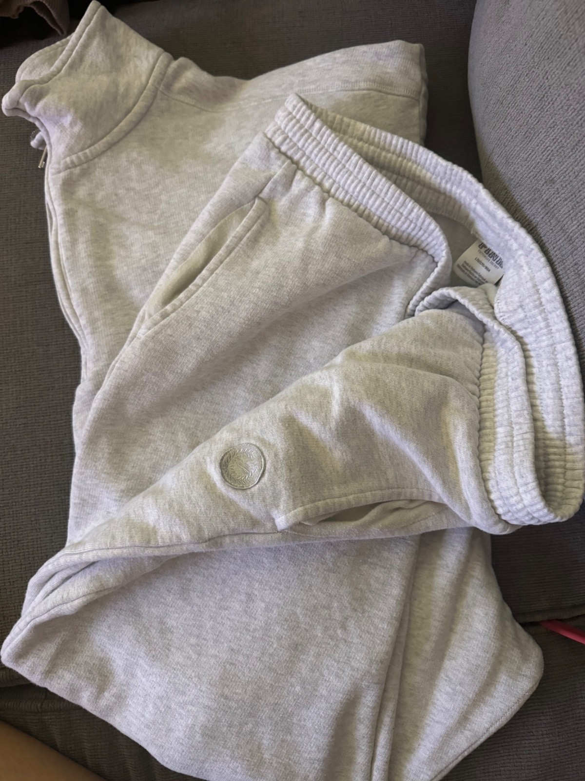 Victoria secret Pink large Half-Zip Pullover Sweater – Light Gray