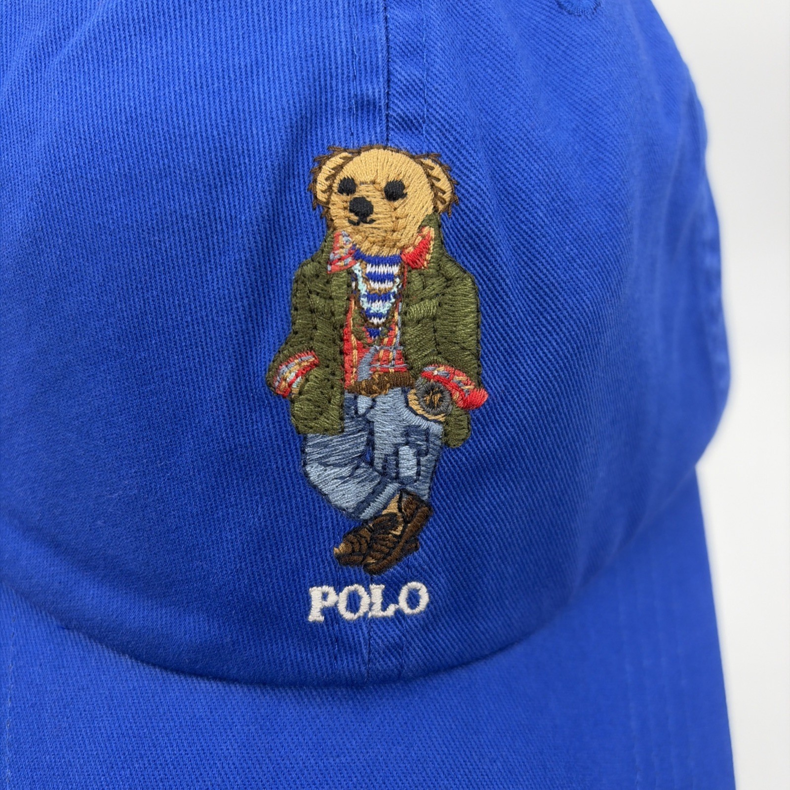 POLO Ralph Lauren Varsity Bear Royal Blue Cap Hat Adjustable Leather Strap NEW