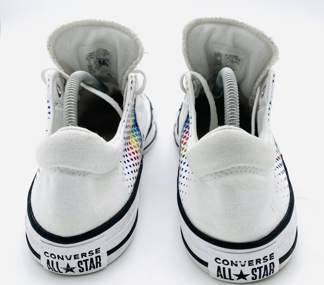 Converse Women’s Rainbow Dot Madison White Canvas Sneakers Shows 567260F Size 11