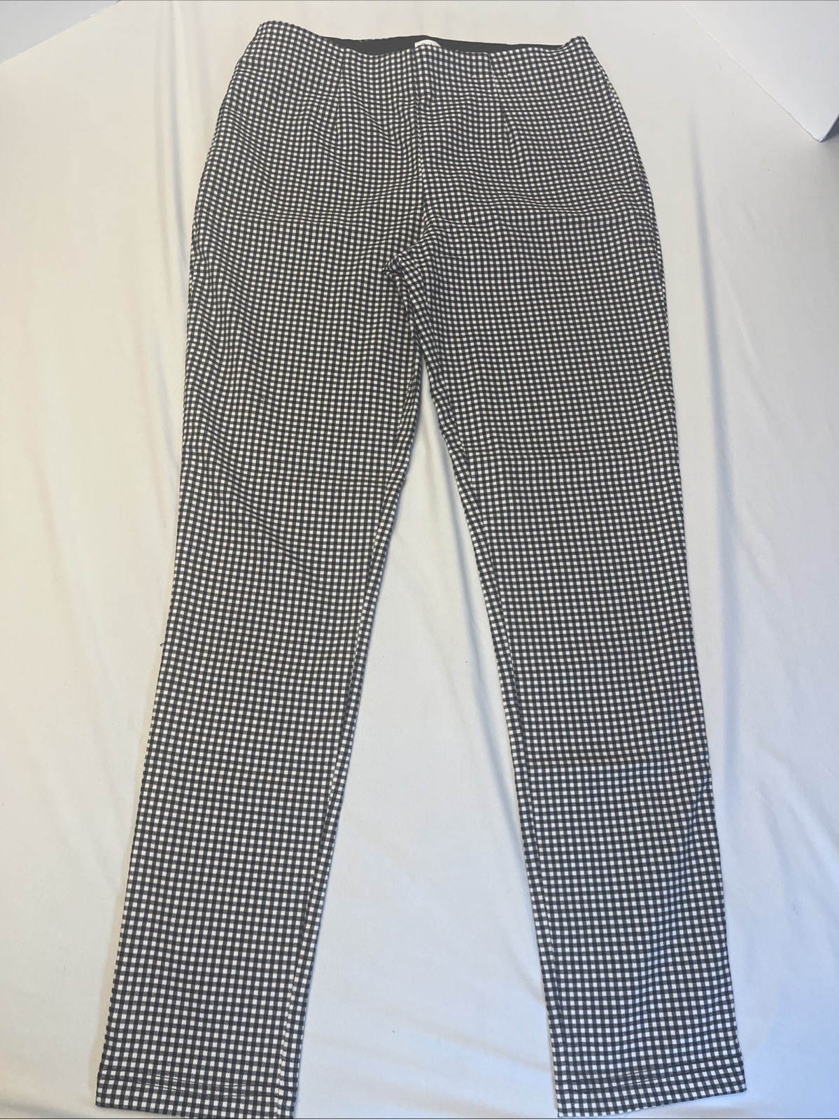 Calvin Klein Womens Pants Size 4 Black White Checker Stretch Career Slim Fit