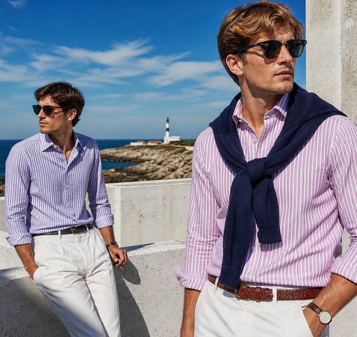 Pink Narrow Stripe Dress Shirt – Pink