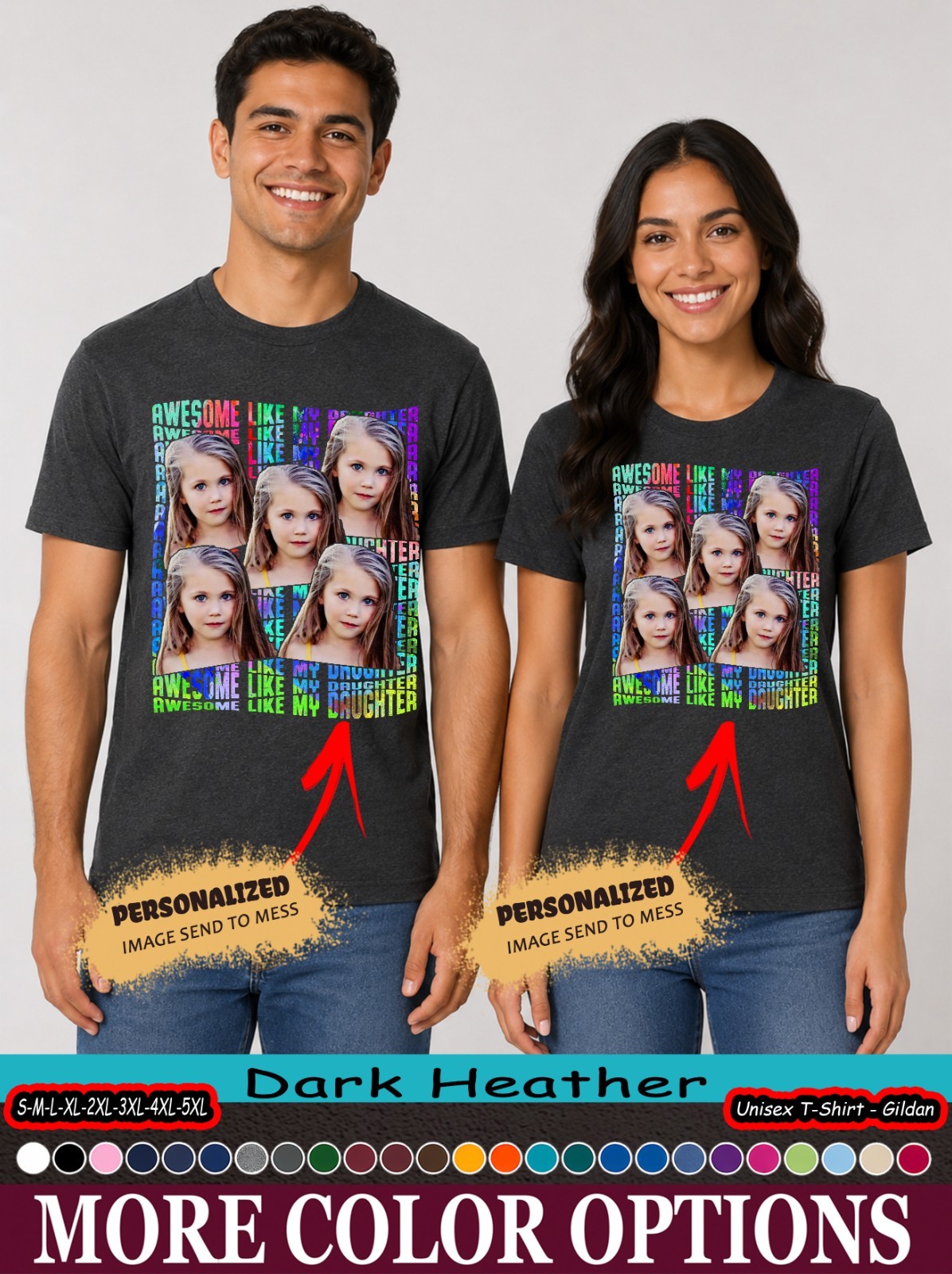 Custom Photo Funny Dad Daughter Shirt, Awesome Like My Daughter Graphic Tee
