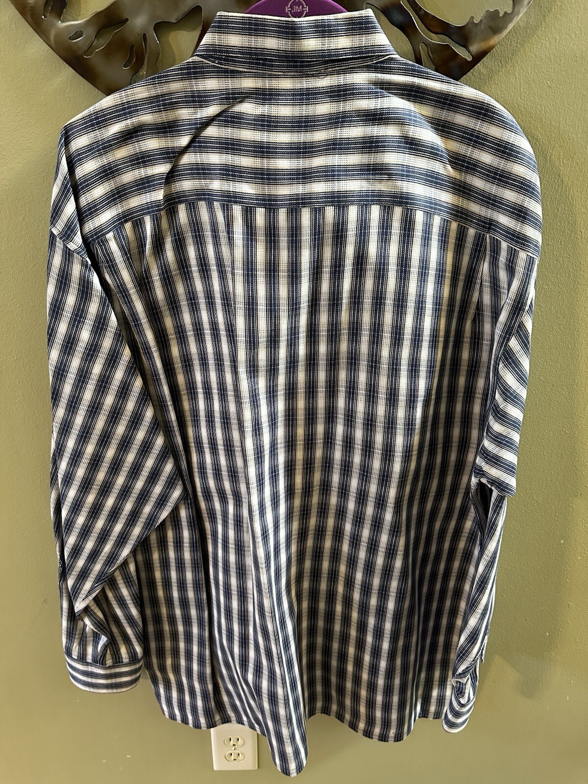JNCO Men’s Button Up Shirt Blue Beige White Plaid XL Vintage Baggy Y2K Street