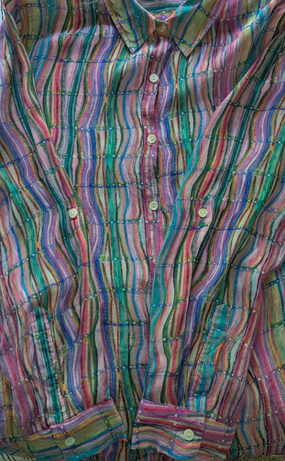 AP NY Women’s Colorful Blouse Convertible Sleeves Size XL