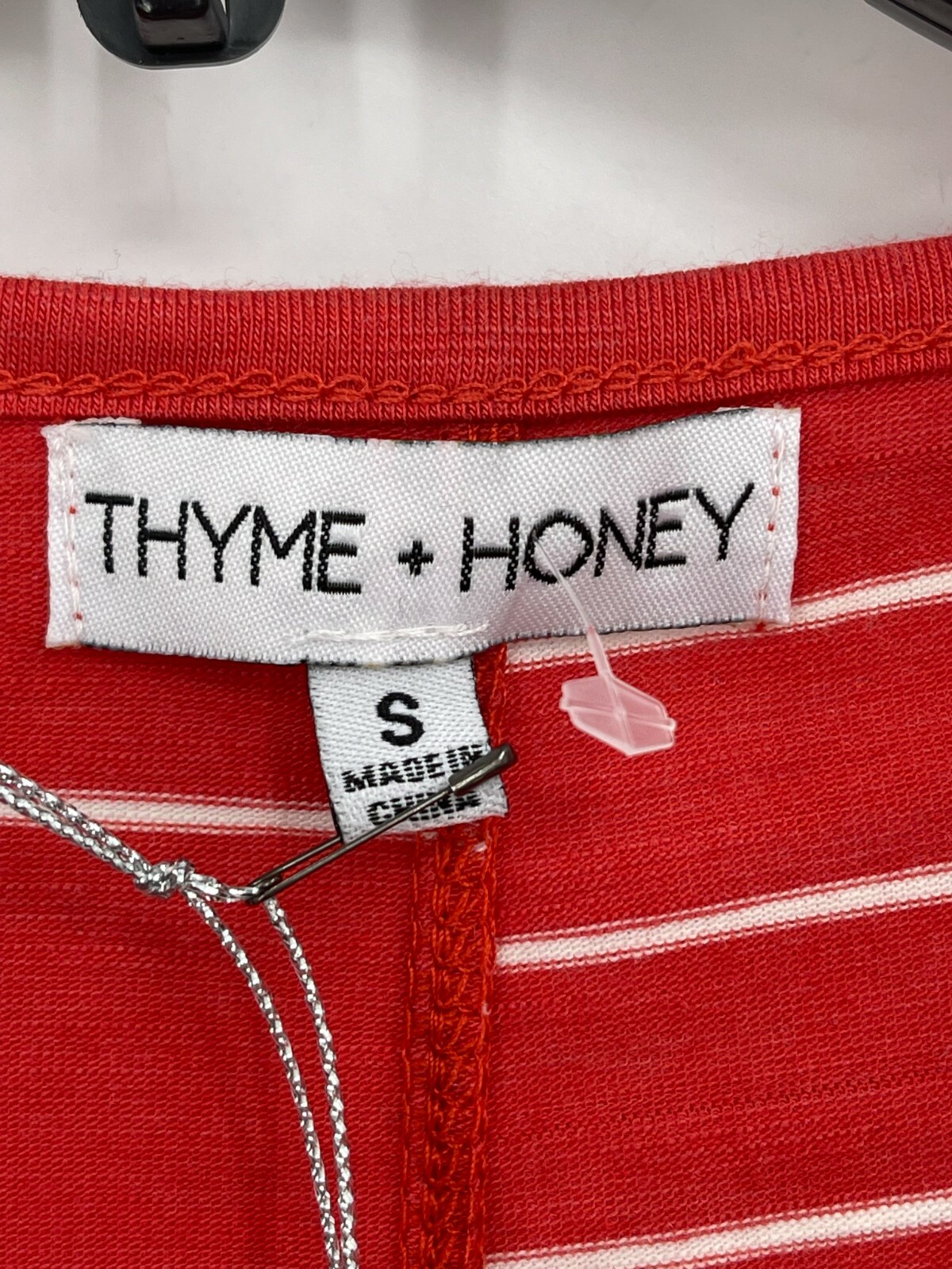 Thyme and Honey Top Womens Small Red Stripe Sleeveless Asymmetric Hem Side Tie