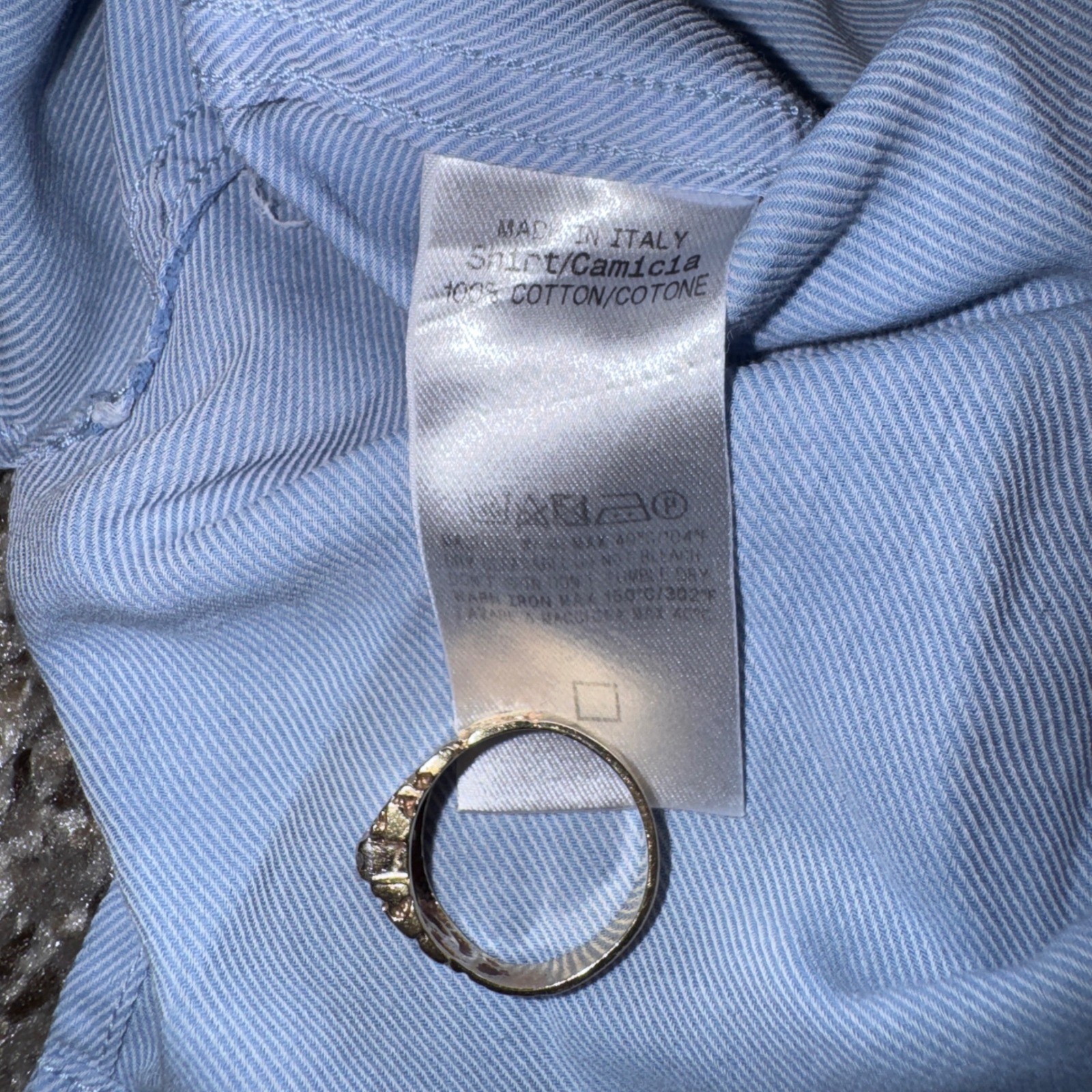 Ermenegildo Zegna Mens XL Blue Cotton Twill Button Down Shirt Made in Italy